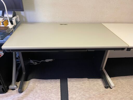プラス PLUS スチールOAデスク フラットライン 平机 引出し付き ホワイト