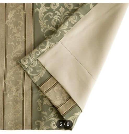 郵送も可能 裏地付きオーダーカーテン シグナ グリーン 2倍ヒダ