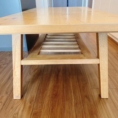 ★センターテーブル　コーヒーテーブル　オークル　天然木　棚付き