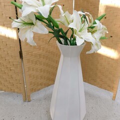 【恵庭】パルス　マルチフェイス　ベースL　造花付　花瓶　高さ約5...