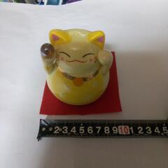 風水猫　貯金箱(黄色)