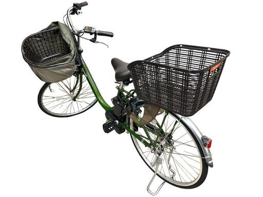 JY 美品 Panasonic 電動アシスト付自転車 ビビ・L 26インチ 数回使用程度 エバーグリーン リアバスケット付 2023年購入 バッテリー残量ランプ5 防犯登録解除済 BE-FL632