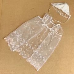 【受渡予定あり】新生児　帽子つきセレモニードレス