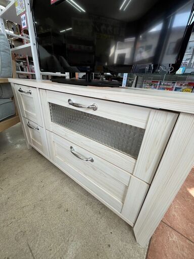 AVボードフレンチカントリーオシャレテレビ台収納力ホワイト木目535
