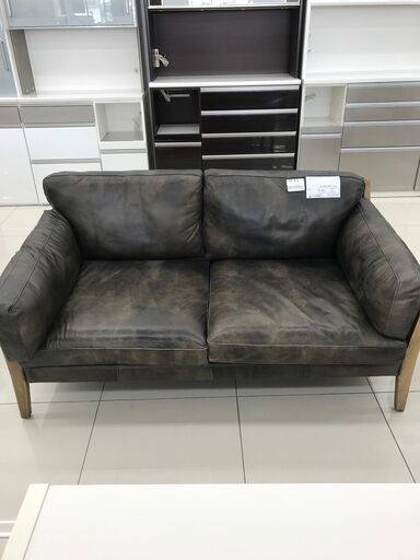 ★ジモティ割あり★  2人掛けソファ ダークブラウン H81×D92×W170 クリーニング済み HJ2227