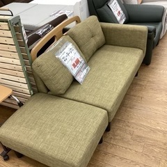 KB-41【新入荷　リサイクル品】スツール付き　2シーターソファ　カーキ色