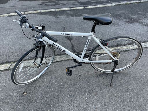 自転車　No.1044　ホワイト　GRAPHIS　クロスバイク　6段切替　GR-001【リサイクルショップどりーむ天保山店】