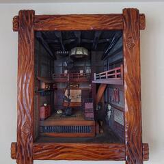 田中徳斎 作　木彫古民家立体額 田中徳斎 作 木彫古民家立体額