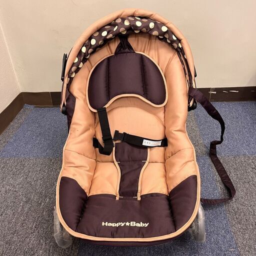 【中古品】西松屋 ドットベビーバウンサー Happy Baby ハッピーベイビー バウンサー ドットブラウン ゆりかご (リサイクルショップ極