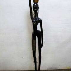 超希少　大型ブロンズ像　高さ約164㎝　壷を持つアフリカの女性　...