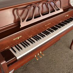 ≪yt1133ジ≫ 希少 KAWAI/カワイ アップライトピアノ 505F 米国組立/USA 猫脚/家具調/木目/ブラウン 椅子付 現状品 60211-02