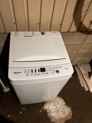 ハイセンスHISENSE 2021年式 洗濯機4.5キロ　白色