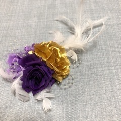 紫×金 髪飾り