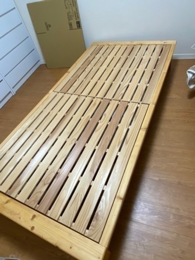 桧と杉天然木の高温炭化ベッド　美品