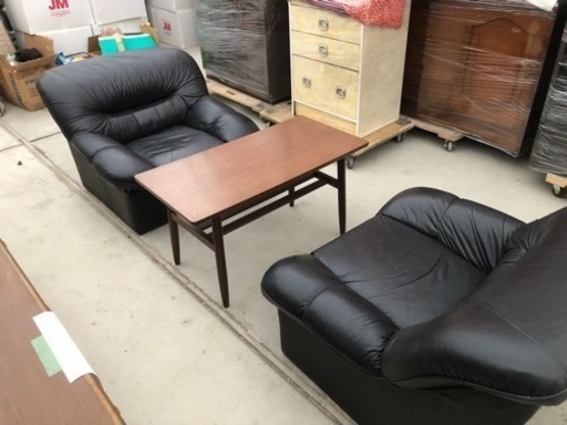 本革ソファセット テーブル付き 応接セット