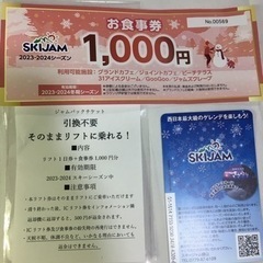 スキージャム勝山　リフト券1枚 食事券1000円付き