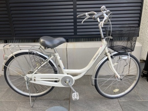 【24インチ自転車】美品❗️LEDオートライト付　変速なし　前カゴ新品❗️スペアキーあり　若林自転車　浜大津店　SALE中❗️