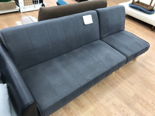★ジモティ割あり★  ソファベッド ネイビー H64×W182×D93 クリーニング済み KJ4342
