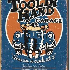 アメリカ雑貨　ブリキ看板　TOOL IN HAND GARAGE...