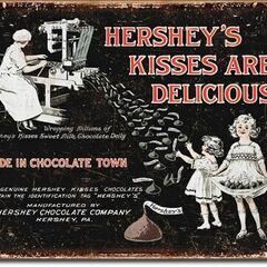 アメリカ雑貨　ブリキ看板　ハーシーの甘いキスチョコレート　