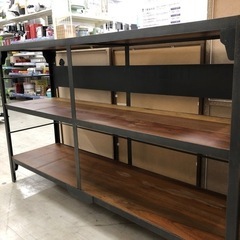 UNICO 3段シェルフ ブラウン×ブラック【トレファク堺福田店】
