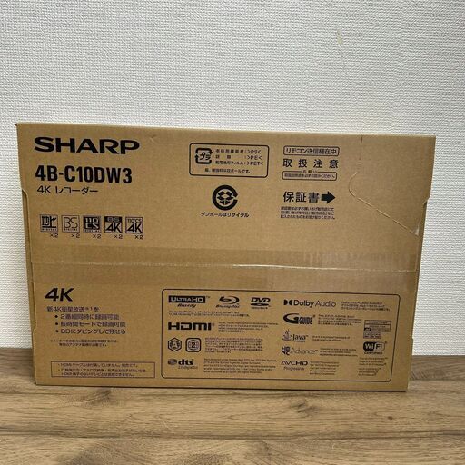 シャープ AQUOS 4Kレコーダー 4B-C10DW3 1TB 2チューナー