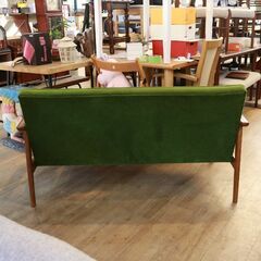 246)【美品】カリモク60 Kチェア 二人掛け 2P グリーン 幅133cm ラバー 