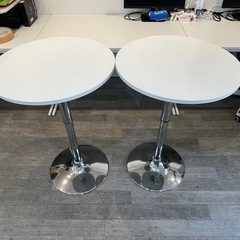【無料】【2台セット】バーテーブル 白テーブル 丸テーブル 昇降...