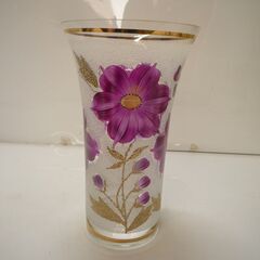 ボヘミアガラス　花瓶　花器　花絵　ガラス工芸　インテリア　雑貨