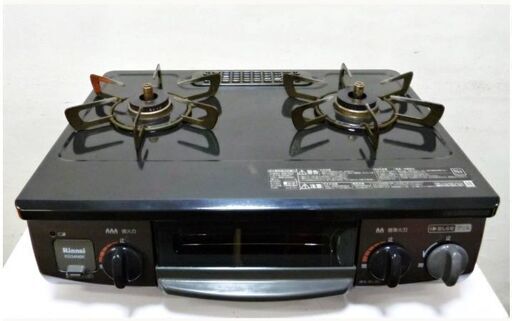 【　高年式　2020年製　】リンナイ　ガステーブル　KG34NBKL　動作良好　左強火力　LPガス　取扱説明書付　プロパン　ガスコンロ　Rinnai