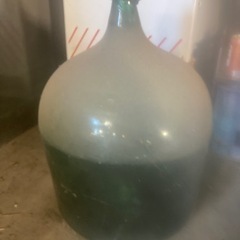 昭和レトロ 特大デミジョンボトル ガラス瓶 緑 花瓶 アンティーク