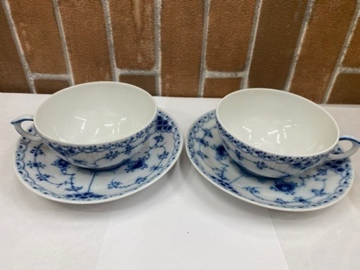 【愛品館 江戸川店】ロイヤルコペンハーゲン ブルーフルーテッドハーフレース ペアカップ\u0026ソーサーID:102-027066-007