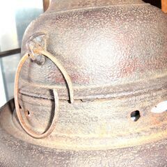 143/216 鉄茶釜 陶板台付き オブジェ レトロ