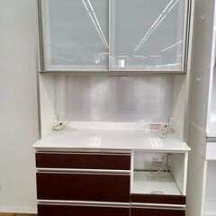 ★ジモティ割あり★  レンジボード ホワイト×ダークブラウン H207×D50×W110 クリーニング済み MT537