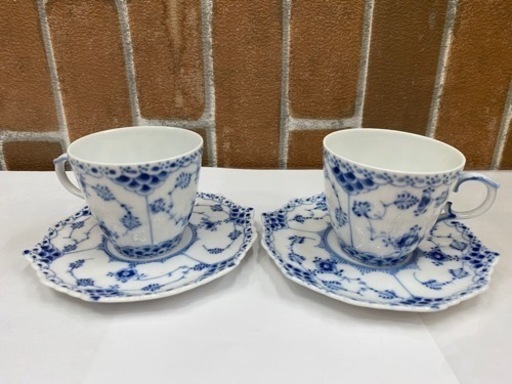 【愛品館 江戸川店】ロイヤルコペンハーゲン ブルーフルーテッドフルレース デミタスペアコーヒーカップ\u0026ソーサーID:102-027065-007