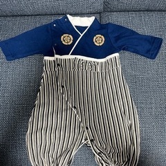 袴ロンパース　赤ちゃん　ブルー　紺色　お食い初め　ミルキス　50-70