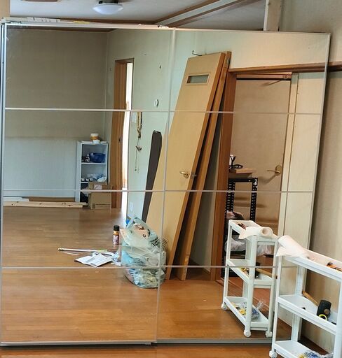 IKEA　PAX　引き戸ミラーガラス付　ワードローブ