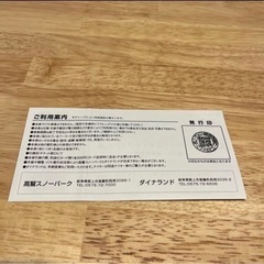 高鷲スノーパーク　ダイナランド　共通リフト券