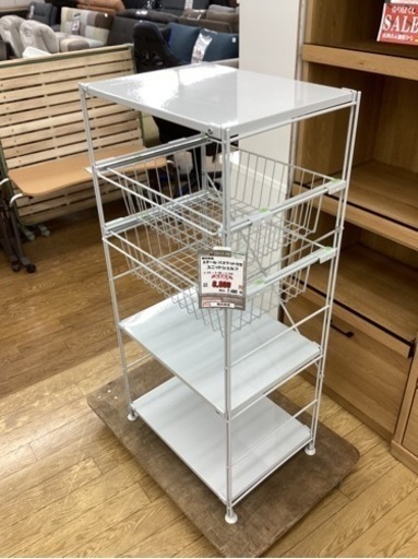 KB-43【新入荷　リサイクル品】無印良品　スチール/バスケット付き　ユニットシェルフ　グレー