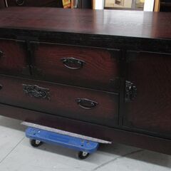 R527 国産 民芸箪笥 和風モダン 衣類収納 ローチェスト、幅119cm Used