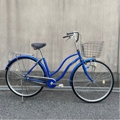 【お譲り先決定】27インチ変速なし整備済み自転車ブルー
