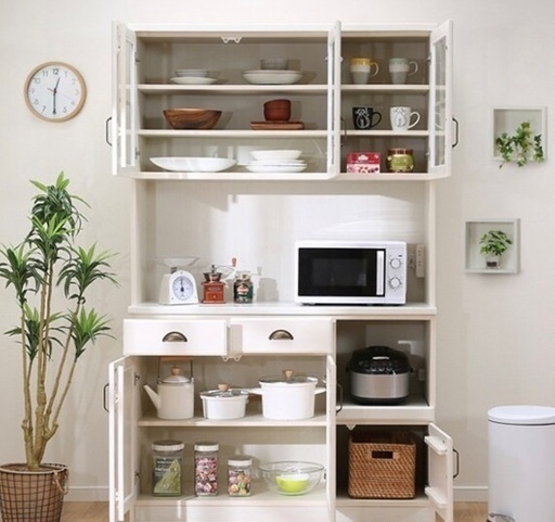 ニトリ キッチンボード 食器棚 ホワイト キッチンボード(94幅 BNR