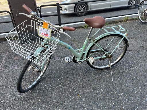 リサイクルショップどりーむ天保山店　No1045　自転車　24インチ　子供用　水色　LEDオートライト付き