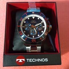新品 テクノス TECHNOS  クロノグラフ アナログ腕時計 5気圧防水 クオーツ ステンレスブルー メンズ 