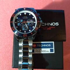新品 テクノス TECHNOS  クロノグラフ アナログ腕時計 5気圧防水 クオーツ ステンレスブルー メンズ 