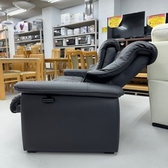 【超美品‼️】定価78万♪ 冨士ファニチア 200cm幅3人掛けリクライニングソファ レザー 本革製ブラック♪