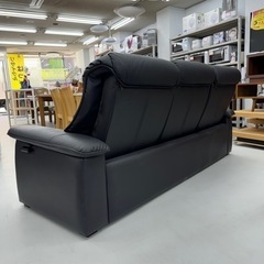 【超美品‼️】定価78万♪ 冨士ファニチア 200cm幅3人掛けリクライニングソファ レザー 本革製ブラック♪
