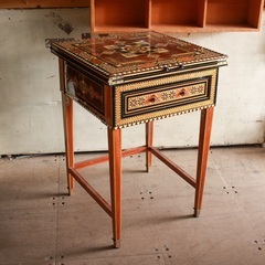 《売約済》【武蔵小山店】 アンティーク タラセア グラナダ 象嵌 幾何学模様 寄木細工 寄木 ライティング デスク レターボックス フェルト ポップアップ 折りたたみ 19世紀後半 20世紀初頭 🚚運搬無料エリア有 / 品川区リサイクルショップ　🪜Lumberroom (ランバールーム) / 武蔵小山パルム 戸越銀座 隣接🪜