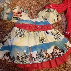 クリスマスドレス 手編み 80-90cm