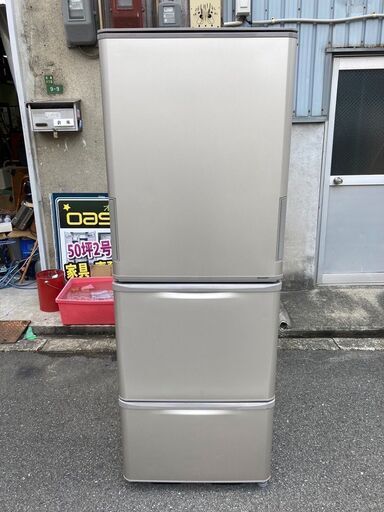 ☆中古￥30,800！SHARP　350㍑3ドア両開き冷蔵庫　家電　2020年製　SJ-W353G-N型　幅60㎝ｘ奥行き67㎝ｘ高さ169㎝　【BB142】